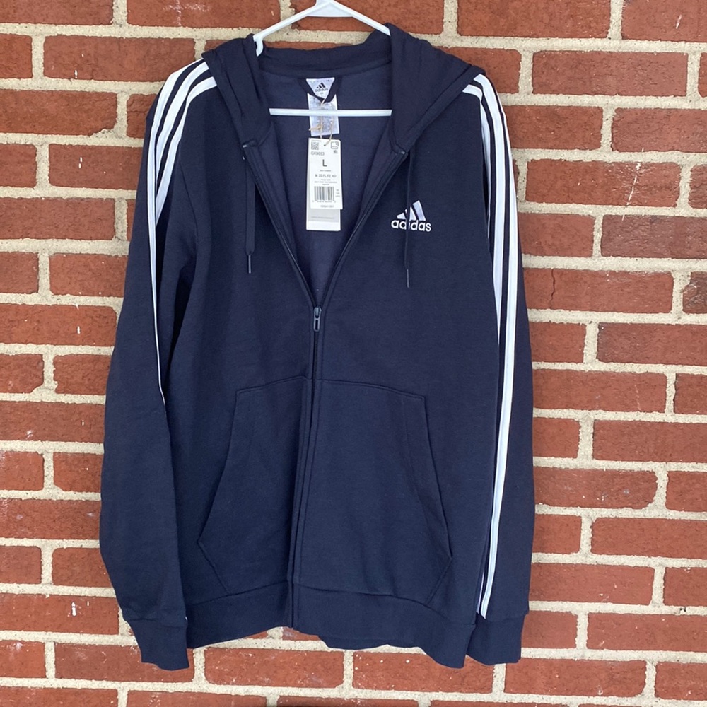 NWT mens adidas zip up hoodie size Large